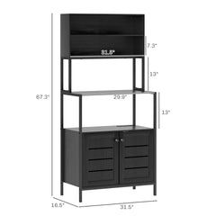 Convenient Coffee Station,Rack with Power Outlet and Storage Shelves