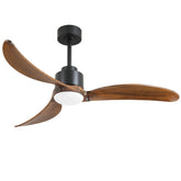 52" Ceiling Fan with Dimmable LED Light Remote Control,Quiet DC Motor 6 Speed Levels,Adjust Height( 3 PCS Rod) Reversible Ceiling Fan, for Patio Living Room, Bedroom, Office,Indoor.(Matte Black +Wood)