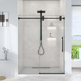 44"-48"W*76" H Frameless Single Sliding Shower Door – 5/16" (8mm) Clear Tempered Glass, Bypass Design with Matte Black Finish