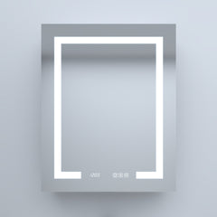 24 in. W x 30 in. H Rectangular Silver Aluminum Recessed/Surface Mount Right Medicine Cabinet with Mirror LED and Clock