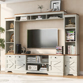 U-Can 98.8" W Wall Unit Entertainment Center with Bookshelves for TVs up to 80", Modern TV Stand Media Console with Cabinets and Adjustable Shelves for Living Room