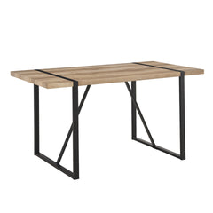55" Dining Table modern rustic Industrial Rectangular MDF Wood Colour For 4-6 Person, With 1.5" Thick Engineered Wood Tabletop and Black Metal Legs, For writing DeskKitchen terrace Dining Living Room