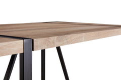 55" Dining Table modern rustic Industrial Rectangular MDF Wood Colour For 4-6 Person, With 1.5" Thick Engineered Wood Tabletop and Black Metal Legs, For writing DeskKitchen terrace Dining Living Room