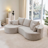 106 in. 2 - Piece Fabric Cloud Curved Sectional Chenille Sofa with Chaise For Living Room Bedroom Apartment -Silver Lining