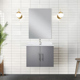 Dark Grey Bath Vanity 24 in. W x 22 in. D, White Quartz Top, and Faucet Set