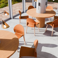 Holiday - 4-Pack Tropical Orange Chairs – Red Oak Wood Legs & PP Seat, Indoor Dining & Living Room Furniture Set