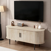 TV Stand, 47" Modern TV Console Table with Storage Compartment and Sliding Door, Gaming Entertainment Center with Cabinet for Living Room, Bedroom, Office (Natural Wood Color)