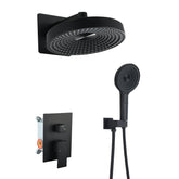 Modern Minimalist Concealed Shower System 2-Function Set - Solid Brass Control Valve, ABS Overhead & Handheld Shower with Self-Cleaning Silicone Nozzles