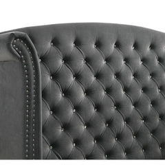 Kennedy Grey Upholstered Queen Wingback Bed