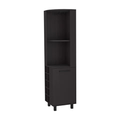 Wengue Corner Bar Cabinet with Glass Holder and Wine Rack