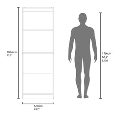 Verdi Bookcase, 5 Shelves, Macadamia/White Manufactured Wood