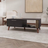 Wengue Coffee Table with a Door and Open Storage