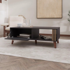 Wengue Coffee Table with a Door and Open Storage