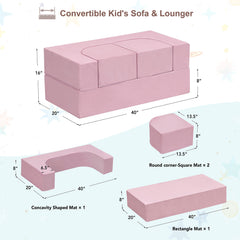 Kids Sofa Bed,Modular Couch Free Combination,Convertible Toddler Play Couch Furniture for Small Playroom