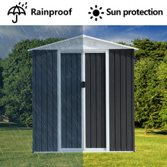 Waterproof Metal Steel Waterproof Outdoor Bike Storage Garden Shed 6FTx9FT Apex Roof Grey With Aluminum Alloy Frame