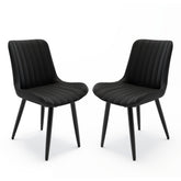 Set of 2 Modern PU Leather Dining Chairs with Thick Cushions & Metal Legs, Armless Faux Leather Side Chairs for Kitchen, Dining Room