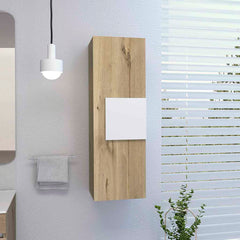 Medicine Cabinet Artic, Three Shelves, Single Door, White / Light Oak Finish