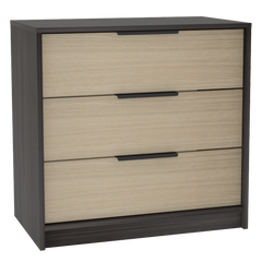 3 Drawers Dresser Maryland, Superior Top, Black Wengue / Pine Finish