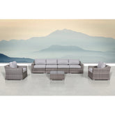 LSI Fully Assembled Outdoor Wicker Seating Group for 6 with Cushions