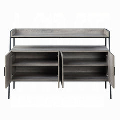Grey Oak and Black 4-Door TV Stand