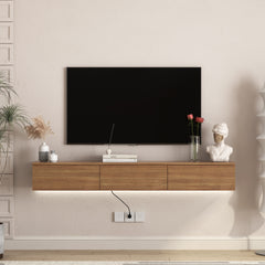 Floating TV Stand Wall Mounted with 16 Color LEDs,67" Modern TV Stand, Floating TV Cabinet Entertainment Center for 55 60 65 Inch TV