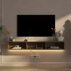 Floating TV Stand Wall Mounted with 16 Color LEDs,67" Modern TV Stand, Floating TV Cabinet Entertainment Center for 55 60 65 Inch TV