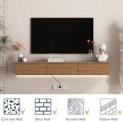 Floating TV Stand Wall Mounted with 16 Color LEDs,67" Modern TV Stand, Floating TV Cabinet Entertainment Center for 55 60 65 Inch TV