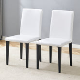 Set of 2 White PU Dining Chairs: 35.4" High, 18.5" Ergonomic Backrest, 17"×16" Sponge Seat, Perfect for Dining Room, Home Office & Living Space, Stylish & Comfortable.Black Metal Leg.