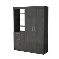 Smokey Oak 3-Tier Shelf Armoire