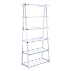 White and Chrome Bookshelf with 6 Shelves