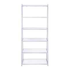 White and Chrome Bookshelf with 6 Shelves
