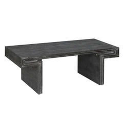 American Vintage Industrial Coffee Table, Premium Reclaimed Wood Texture Rectangular Design, Double-Tier Structure with Rustic Finish, Easy Assembly for Living Room & Office, Antique Black