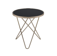 Valora Black Glass & Champagne Finish End Table