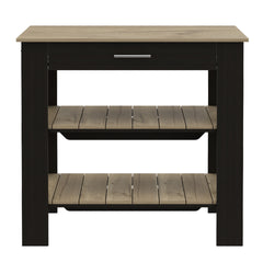 1-Drawer 2-Shelf Kitchen Island Wenge and Light Oak