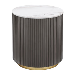 Sennewald White and Charcoal Round Marble Top Side End Table