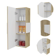Light Oak and White 3-Shelf Rectangle Medicine Cabinet