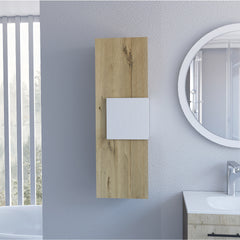 Light Oak and White 3-Shelf Rectangle Medicine Cabinet
