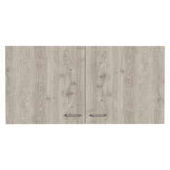 White and Light Grey 2-Door 2-Compartment Wall Cabinet