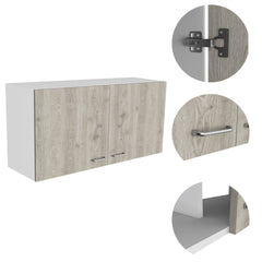 White and Light Grey 2-Door 2-Compartment Wall Cabinet