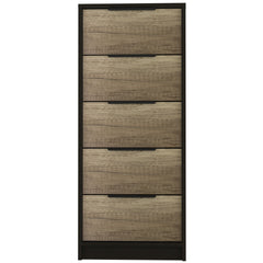 5-Drawer Rectangle Dresser Wenge and Light Oak