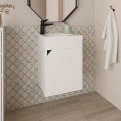 White Bathroom Floating Vanity with a Door
