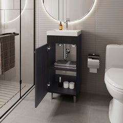 Wengue Bathroom Vanity with 1 Door and 2 Storage Shelf
