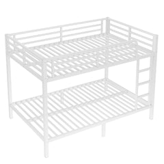 Metal Full XL over Full XL Bunk Bed for Teens and Adults,Space-Saving/Noise Reduced/No Box Spring Needed, White