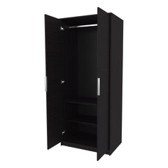Wengue 2-Door 2-Shelves Wardrobe with Rod and Shoe Rack