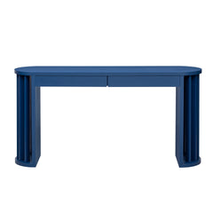 U_Style 59-inch Long Console Table With Oak Veneer Entryway Table With Vertical Ribbed Table Leg Minimalist Sofa Table With 2 Drawers for Entrance, Hallway, Living Room.
