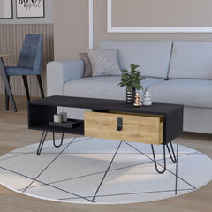 Wenge and Macadamia Hairpin Legs Coffee Table