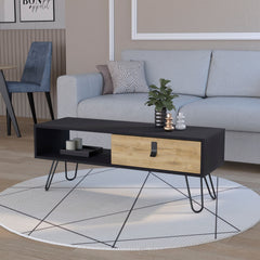 Wenge and Macadamia Hairpin Legs Coffee Table