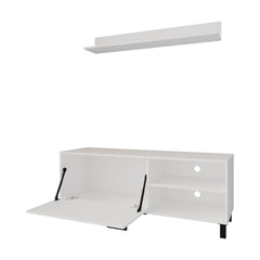 White TV Stand Melamine with Open Storage