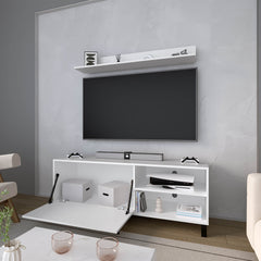 White TV Stand Melamine with Open Storage