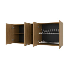 Natural Oak Wall Cabinet kitchen in Melamine with 4-Door and Open Storage